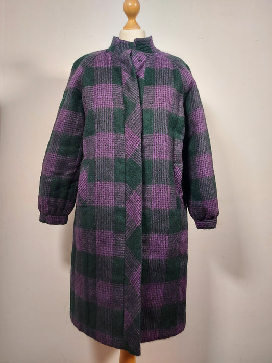 Cappotto tartan viola