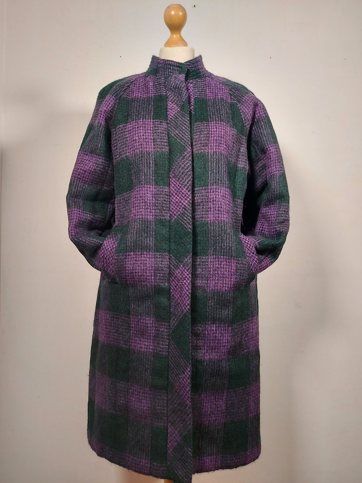 Cappotto tartan viola