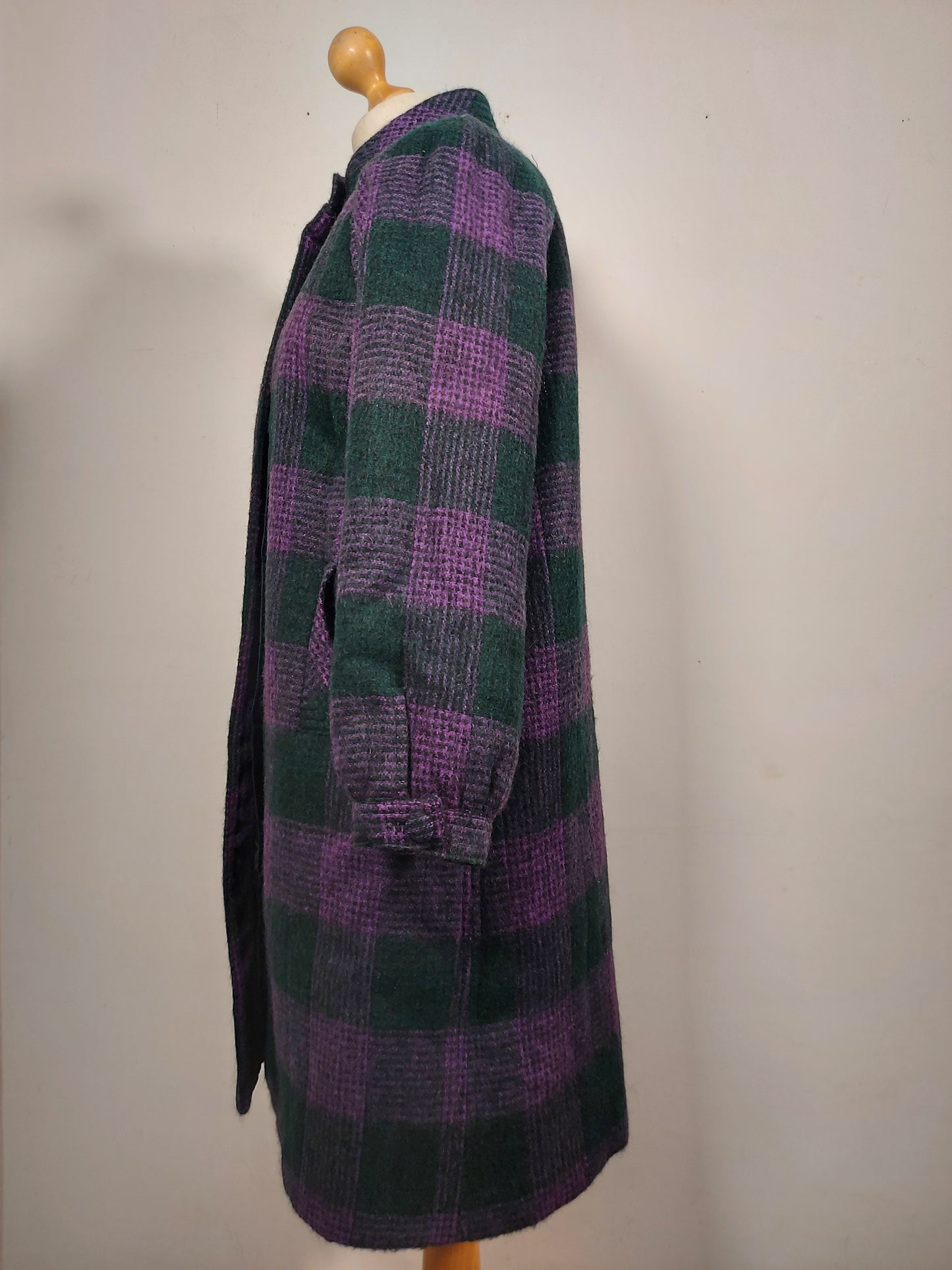 Cappotto tartan viola